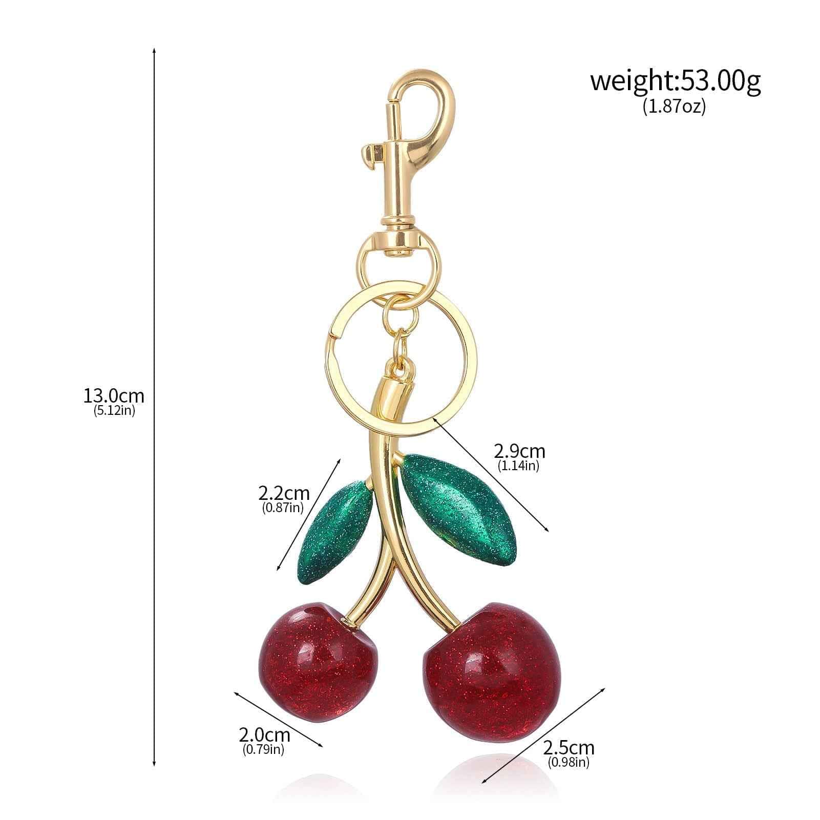 Red Cherry Bag Charm - Crystal Keychain Pendant in Zinc Alloy